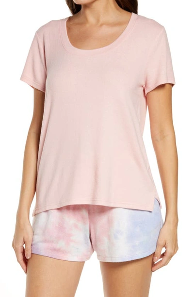 Bp. Scoop Neck Hacci Knit Sleep T-shirt In Pink Powder