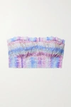 Hanky Panky + Net Sustain Tied & True Tie-dyed Stretch-lace Soft-cup Bandeau Bra In Blue