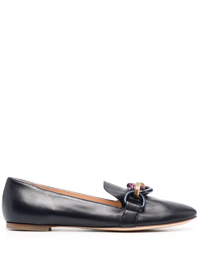 Agl Attilio Giusti Leombruni Manolo Chain Detail Flat In Softy Navy Leather