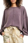 Free People Easy Does It French Terry Pullover In Black Honey