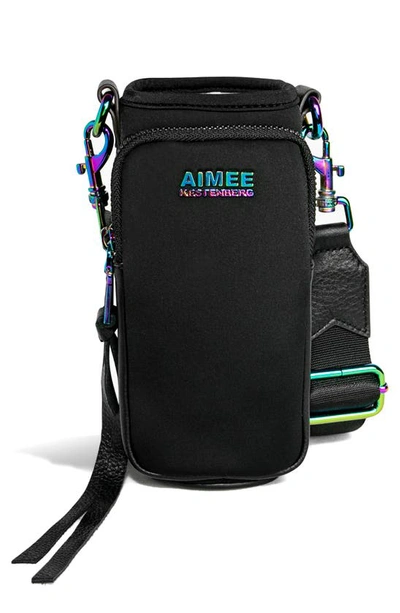 Aimee Kestenberg On Top Of The World Water Bottle Bag In Black Smooth W/ Iridescent