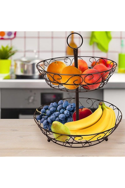 Sorbus 2 Tier Countertop Fruit Basket Holder Decorative Bowl Stand In Black
