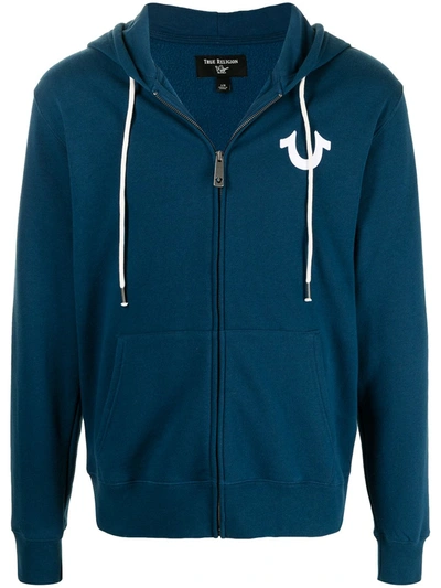 True Religion Logo printed Hoodie In Blue ModeSens
