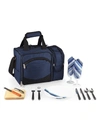Picnic Time Malibu 16-piece Flatware & Picnic Basket Cooler Set In Navy Blue
