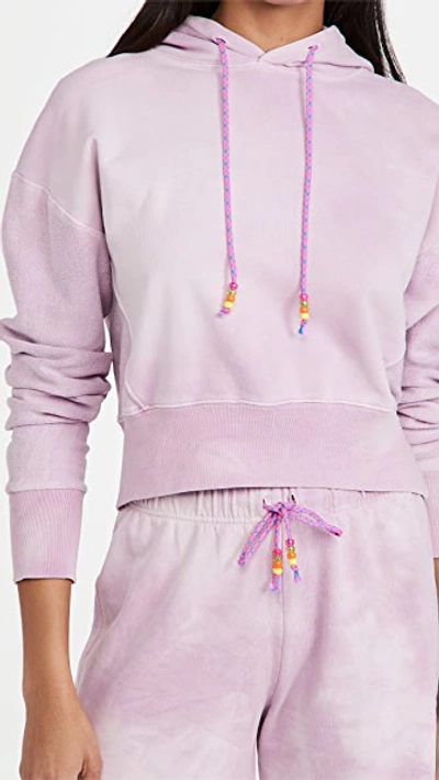 Dannijo Cropped Hoodie With Beaded Drawstring In Pink