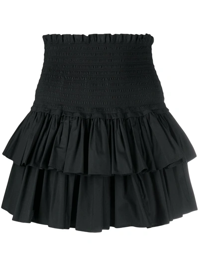 Dondup Stretch Ruffled Mini Skirt In Black