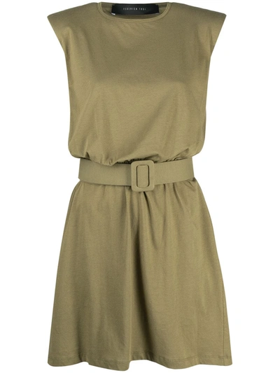 Federica Tosi Padded-shoulder Belted Dress In Green