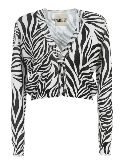 Aniye By Zebra-striped Crop Cardigan In White
