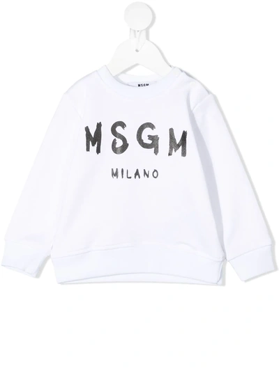 Msgm Babies' Logo-print Cotton Sweatshirt In 白色