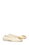 Tory Burch Minnie Travel Ballet Flat, Cut-out Leather In New Cream/gold