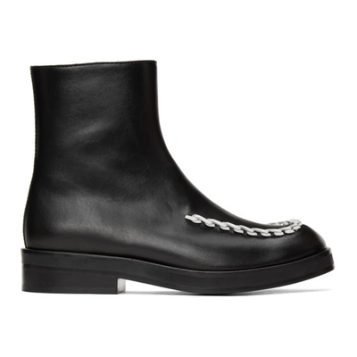 Jw Anderson Contrast Stitch Detail Ankle Boots In Black
