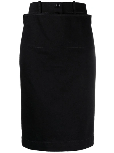 Lemaire High Waist Straight Denim Skirt In Black