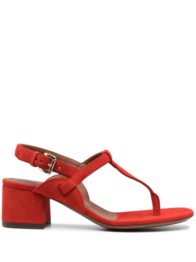L'autre Chose Suede Block-heel Sandals In Red