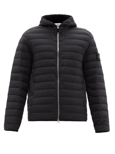 Stone Island Loom-woven Chambers Quilted-shell Down Jacket In Black