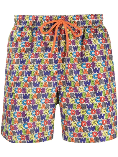 Gcds All-over Logo Print Swim Shorts In Multicolour