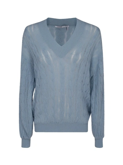 Agnona Cable-knit Cashmere Sweater In Light Blue