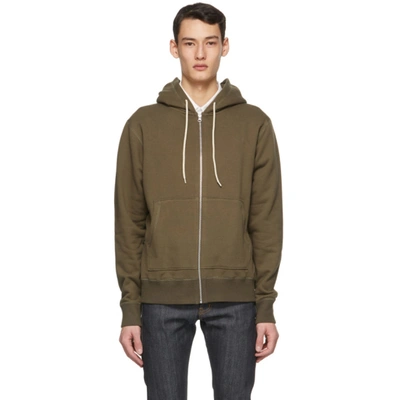 Naked And Famous Green Heavyweight Terry Zip Hoodie In Hunter