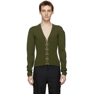 Dion Lee Green Wool Hook Cardigan In Washed Oliv