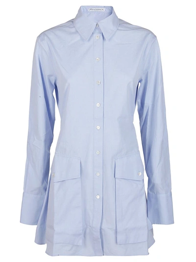 Jw Anderson Patch Pocket Belted Shirt In Blue