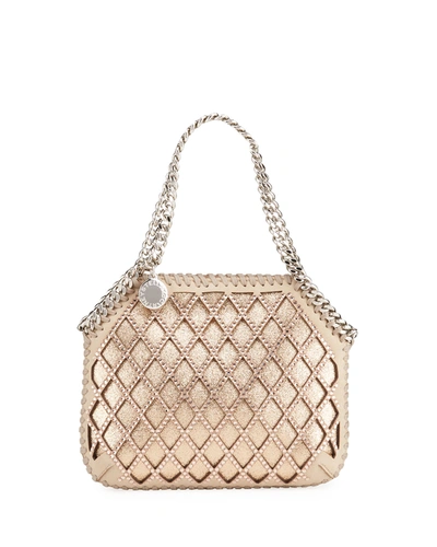 Stella Mccartney Gold Tone Tiny Falabella Crystal Tote Bag In Pink