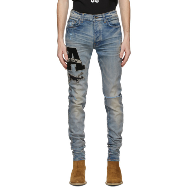 Amiri Varsity Patch Jean In Clay Indigo | ModeSens