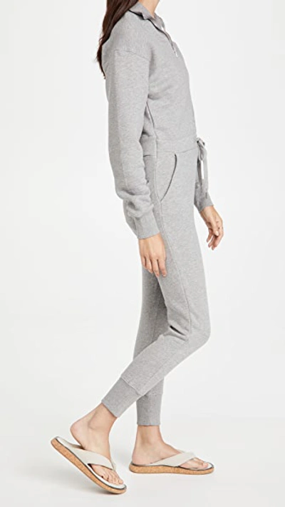 Marissa Webb Red Eye French Terry Zip Front Jumpsuit In Heather Grey