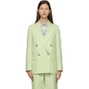 Acne Studios Green Wool Double-breasted Suit Blazer In Vanilla Yellow