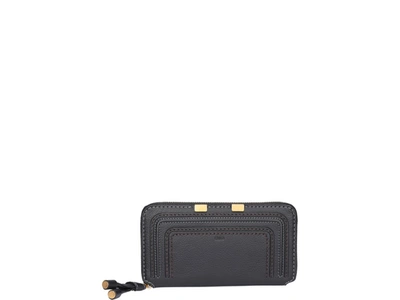 Chloé Marcie Zip-around Leather Wallet In Black
