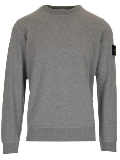 Stone Island Logo Crewneck Sweatshirt In Grey