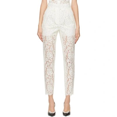 Dolce & Gabbana Off-white Lace Trousers In W0001 White