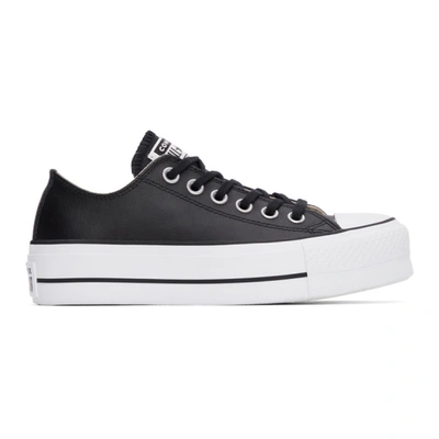 Converse Black Leather Chuck Taylor All Start Lift Low Sneakers In Black/black