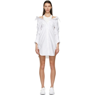 Alexander Wang T Alexanderwang.t White Off-the-shoulder Layered Shirt Dress In 111 White
