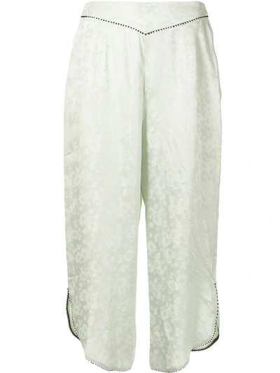 Morgan Lane Margo Cropped Picot-trimmed Satin-jacquard Pyjama Trousers In Mint
