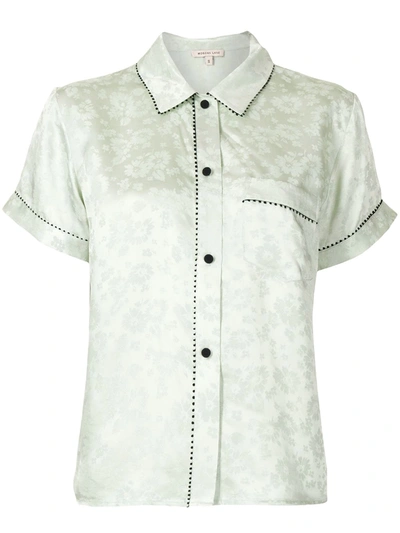 Morgan Lane Tami Picot-trimmed Satin-jacquard Pyjama Shirt In Sea Glass Disappearing Daisy