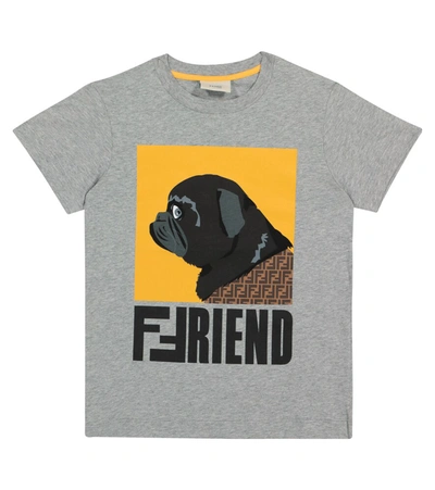 Fendi Kids' Ff Cotton Jersey T-shirt In Grey