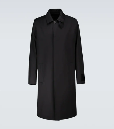 Givenchy Logo Bonded Patch Wool Carcoat In Black