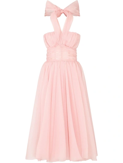 Dolce & Gabbana Pleated Silk-chiffon Halterneck Dress In Pink