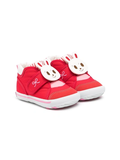 Miki House Touch-strap Bunny Sneakers In 红色