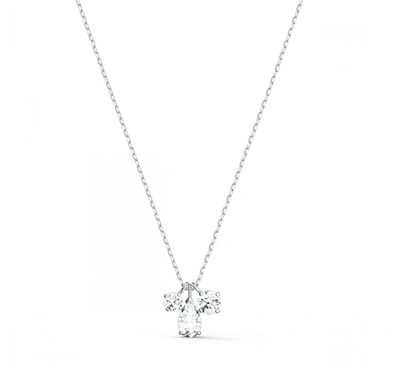 Swarovski Attract Crystal Ketting Cluster Pendant Necklace In Silver Tone,two Tone