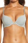 On Gossamer Sleek Micro Lace Underwire Convertible Push-up Bra In Frosted Fig