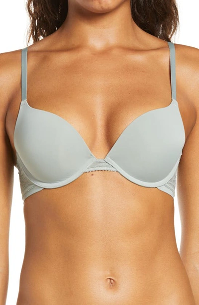 On Gossamer Sleek Micro Lace Underwire Convertible Push-up Bra In Frosted Fig