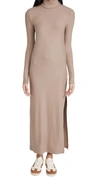 Ninety Percent + Net Sustain Ribbed Stretch-tencel Jersey Turtleneck Maxi Dress In Mushroom