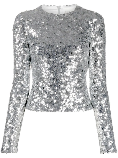 A.w.a.k.e. Sequin-embellished Long-sleeved Blouse In Silver