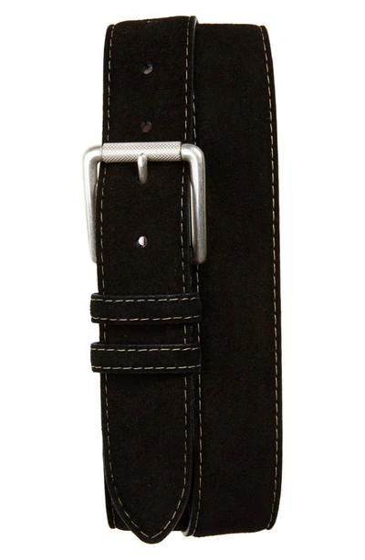 Torino Calfskin Suede Belt In Black