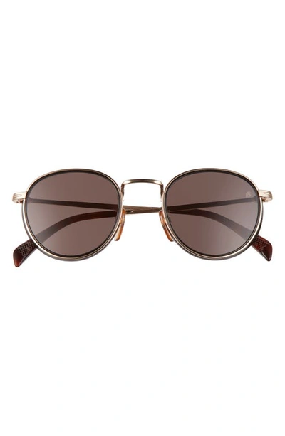 David Beckham Eyewear Eyewear By David Beckham 49mm Round Sunglasses In Black/ Gold/ Grey Blue