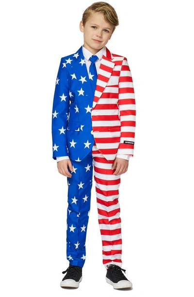 Opposuits Kids' Usa Flag Two-piece Suit With Tie In Miscellaneous