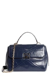 Givenchy Medium Id Aged Leather Top Handle Bag In Navy