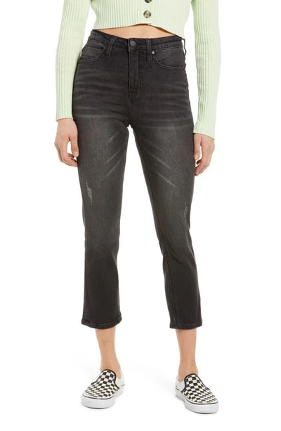 Bp. High Waist Crop Straight Leg Jeans In Black Wash