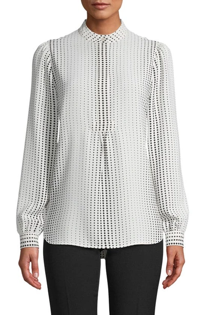 Anne Klein Florentine Dot Print Blouse In Anne White/anne Blac