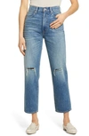 Slvrlake London Ripped High Waist Crop Straight Leg Jeans In Old Ways